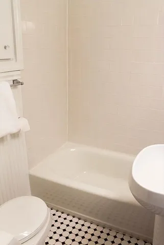 a bathroom with a toilet and a bathtub