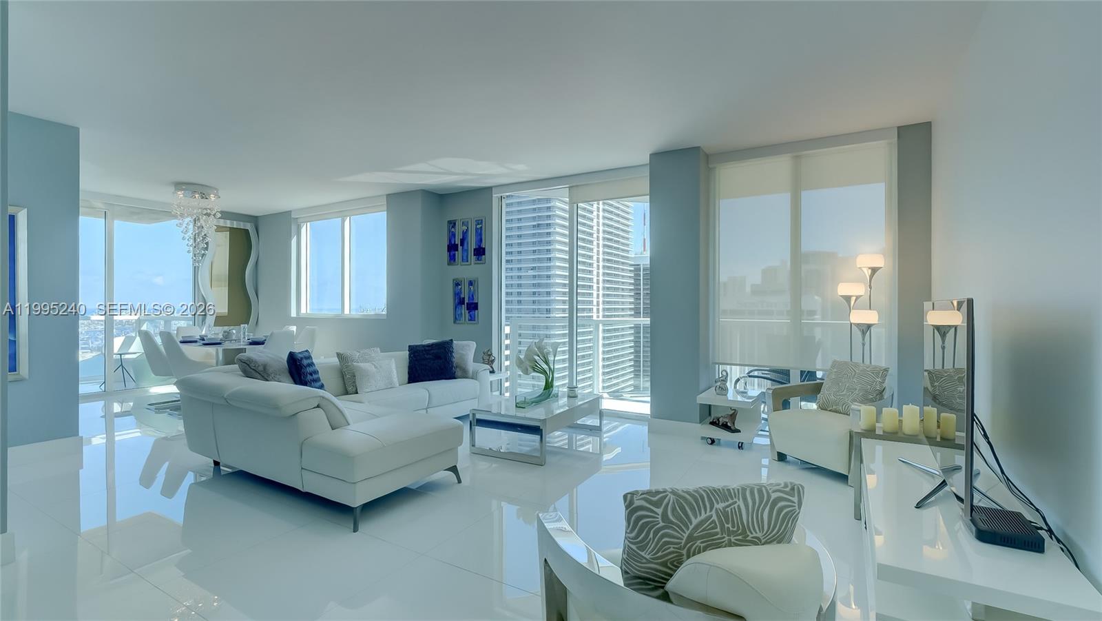 253 Northeast 2nd Street, Unit 3509 Miami, FL 33132 - Photo 5 of 49 a living room with furniture and a large window