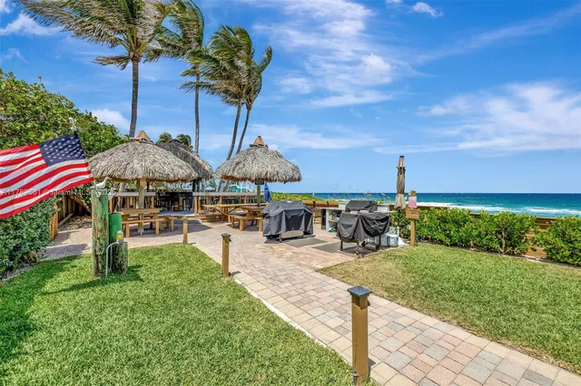 an outdoor space with patio