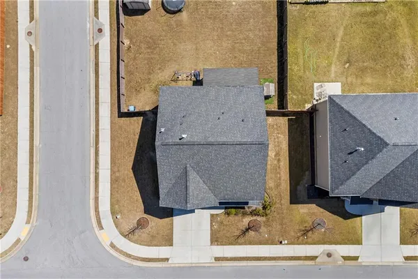 an aerial view of residential building with outdoor space