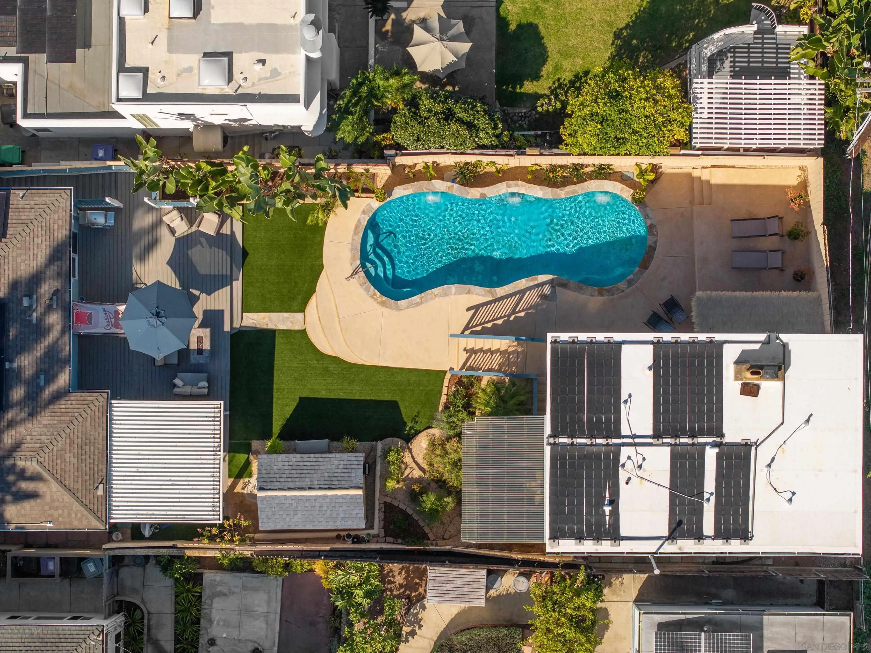 4484 Orchard Avenue San Diego, CA 92107 - Photo 5 of 36 an aerial view of residential house with outdoor space and swimming pool