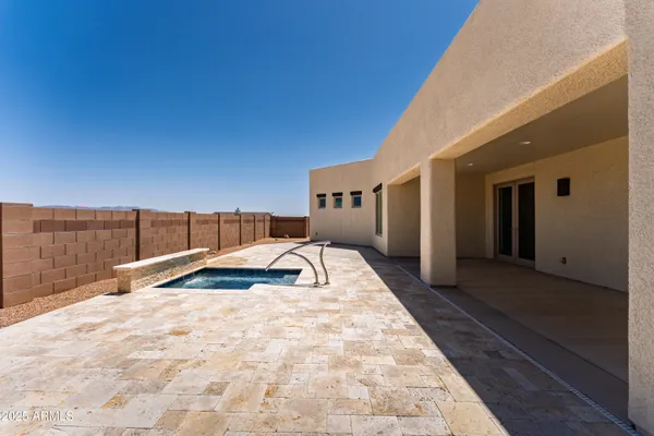 a view of a terrace with a water fall