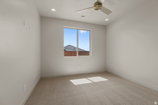 2955 East Rimrunner Drive St. George, UT 84790 - Photo 24 of 35 Carpeted room featuring a single window, recessed lighting, and a ceiling fan