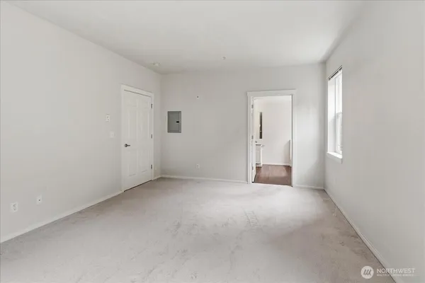 an empty room with a natural light