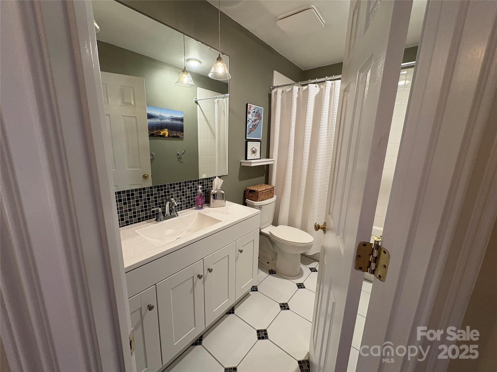 238 Fairview Lane Davidson, NC 28036 - Photo 25 of 40 a bathroom with a sink a toilet and a mirror