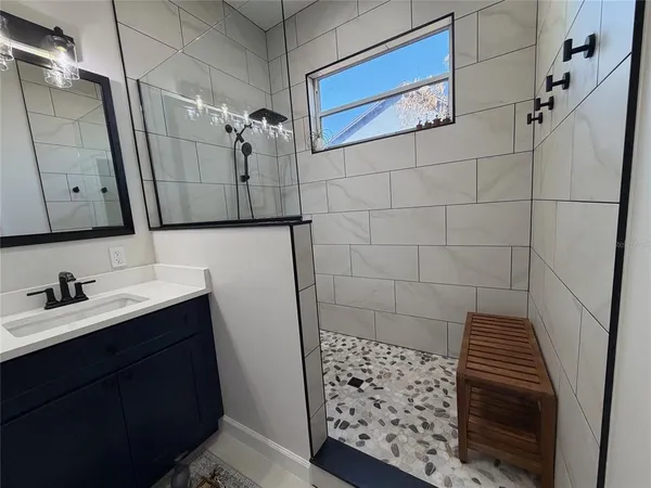 a bathroom with a shower