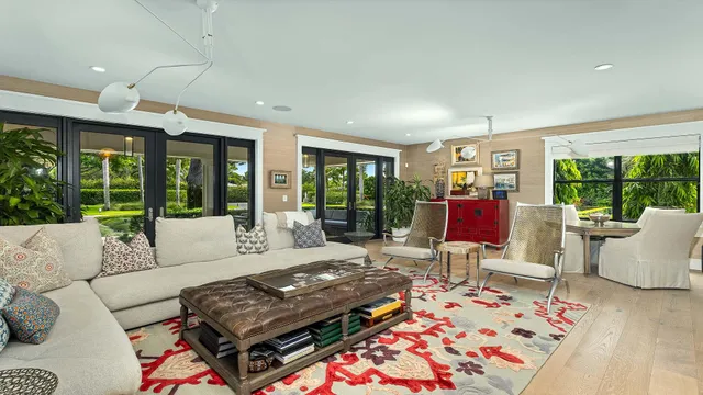 a view of sitting area with furniture and a yard