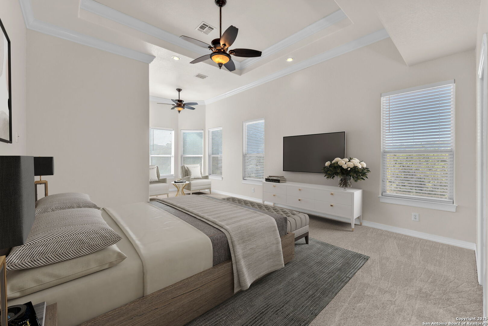 732 Private Road 1712 Mico, TX 78056 - Photo 24 of 50 a bedroom with a bed window and flat screen tv