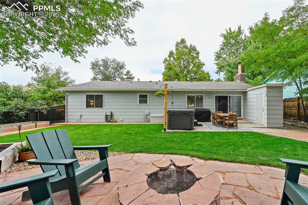 5139 Villa Circle Colorado Springs, CO 80918 - Photo 32 of 40 a view of a house with a backyard and a patio