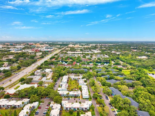 an aerial view of a city