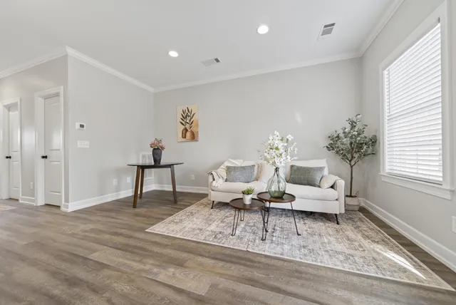 a living room with furniture