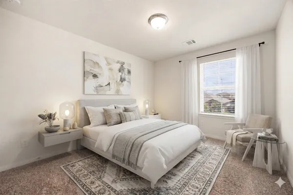 an empty room with closet area