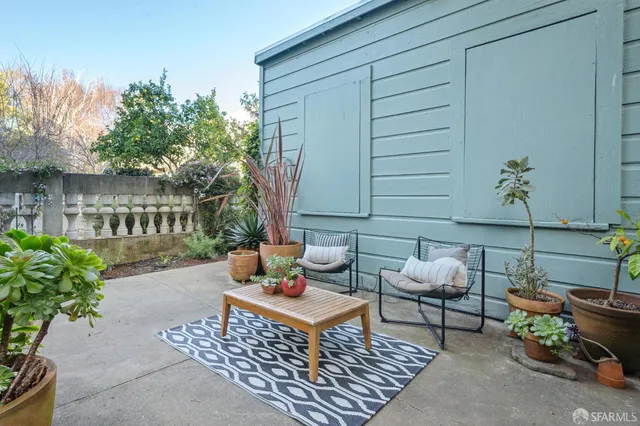a outdoor living space with furniture