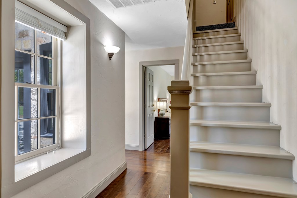 268 Marschall Creek Road Fredericksburg, TX 78624 - Photo 18 of 77 a view of a hallway with wooden floor and entryway