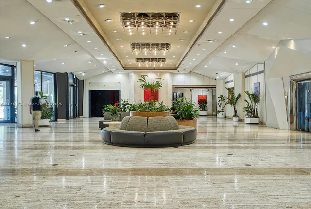 a view of a lobby with furniture