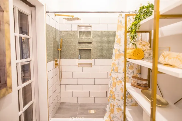 a bathroom with a shower