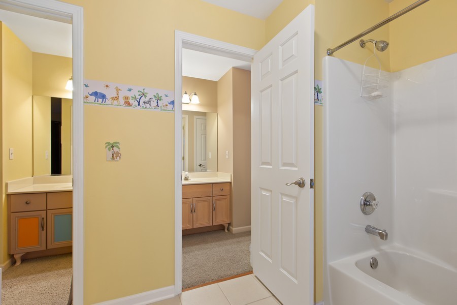 1 Walnut Lane Sugar Grove, IL 60554 - Photo 21 of 35 a bathroom with a shower a sink and a mirror