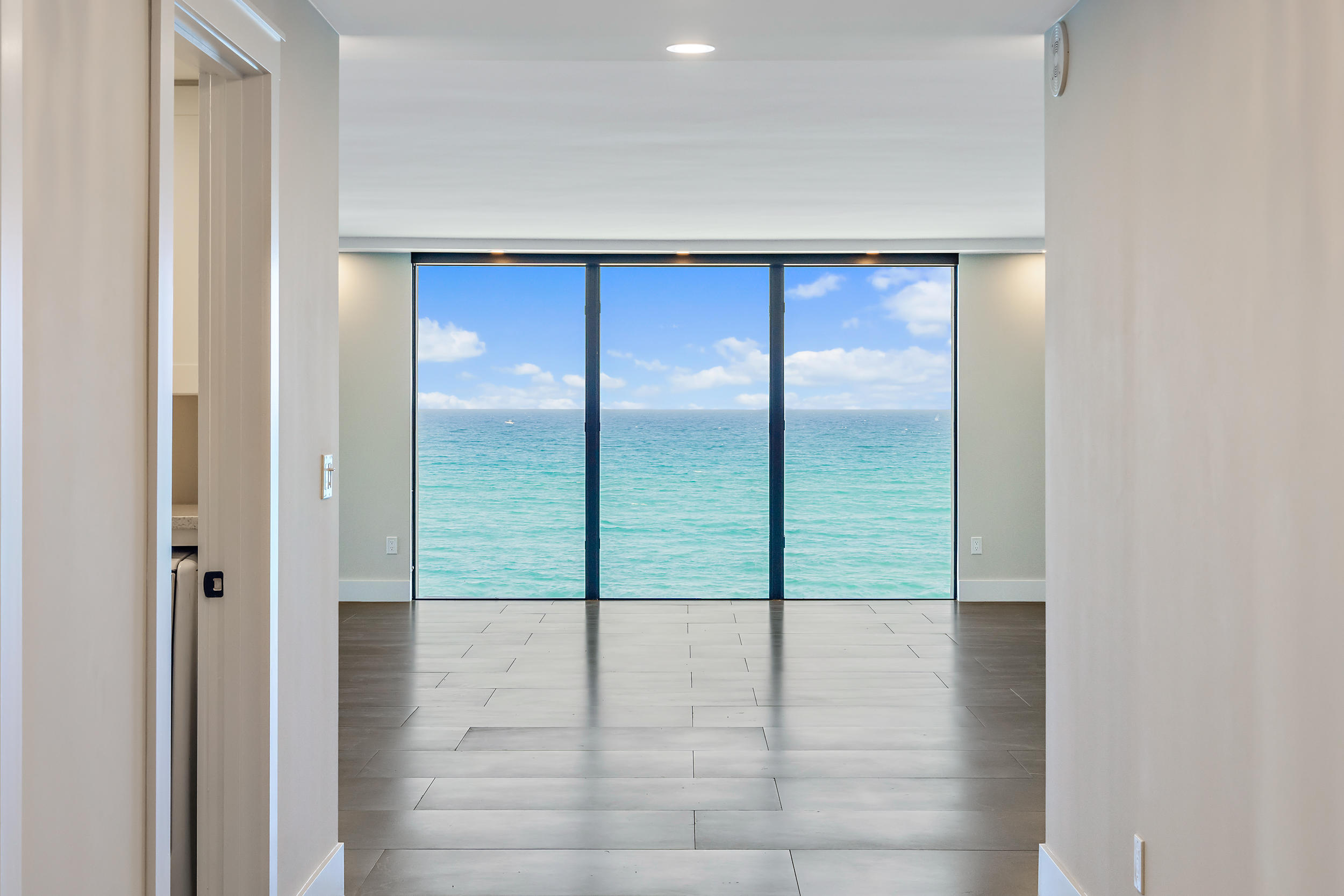 a view of a glass door with a glass door