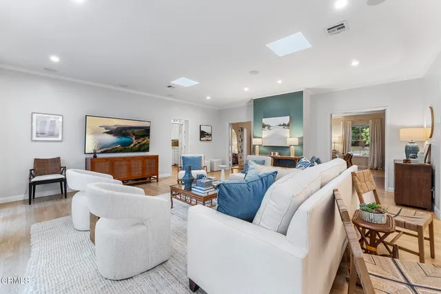 a living room with furniture