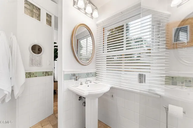 a view of a backyard with plants and a garden