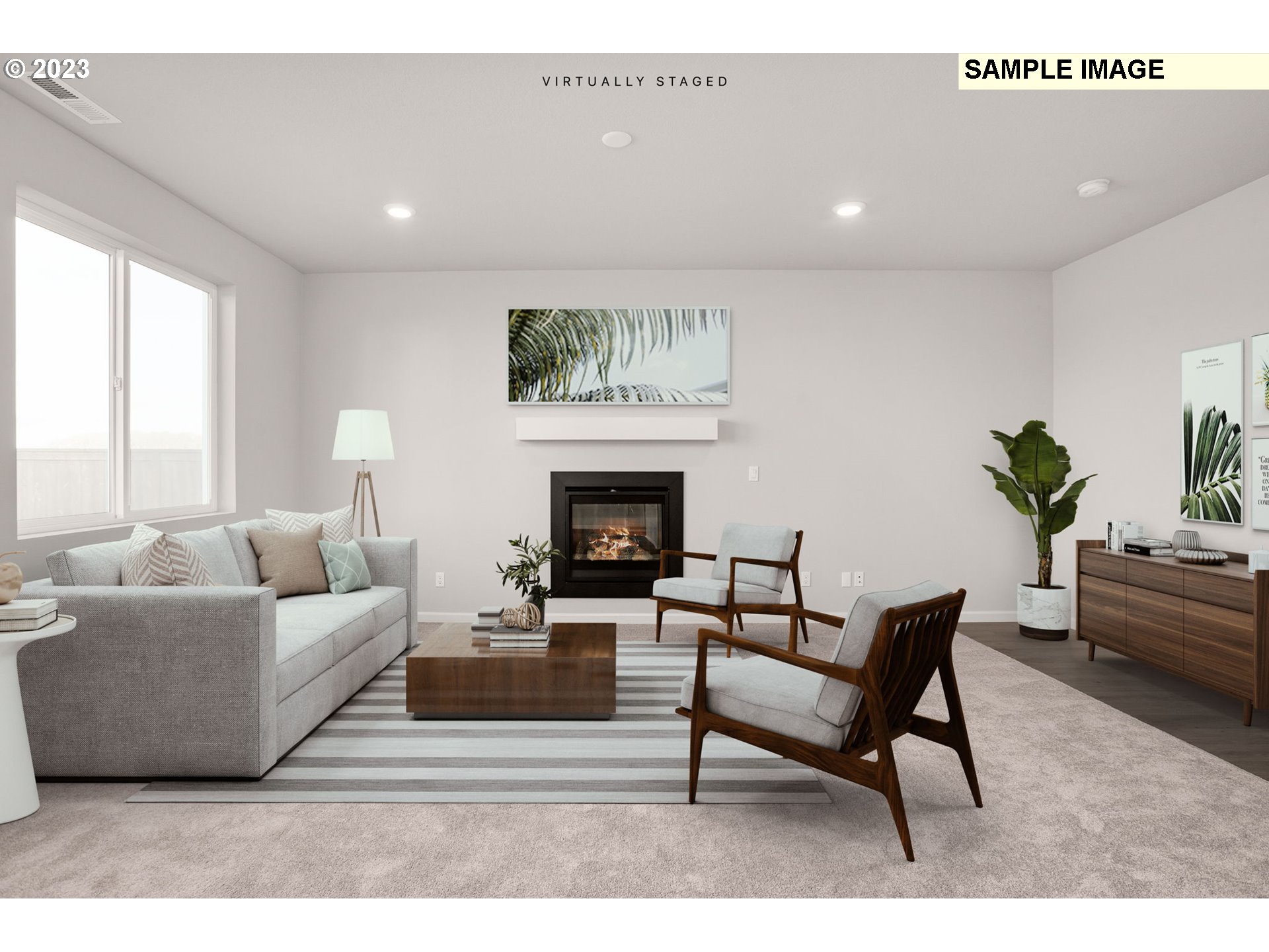 2193 Southeast Osprey Avenue Gresham, OR 97080 - Photo 23 of 24 a living room with furniture a fireplace and a large window