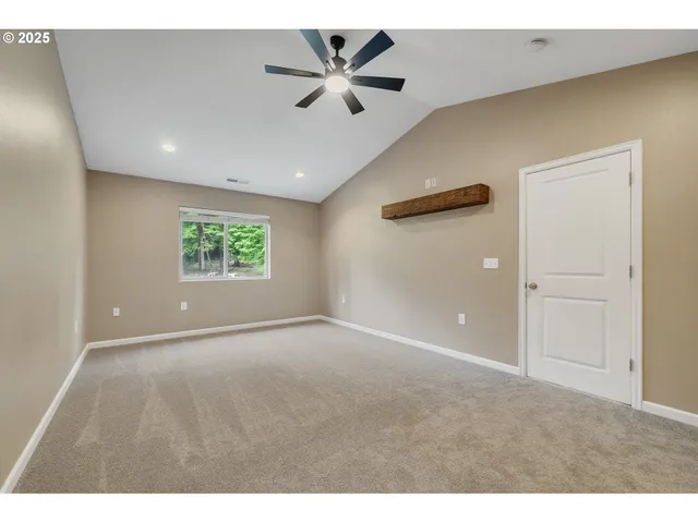 a view of an empty room with empty racks