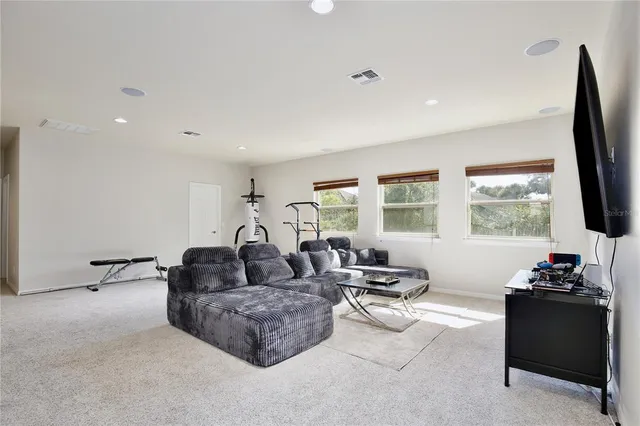 a living room with couches and a flat screen tv
