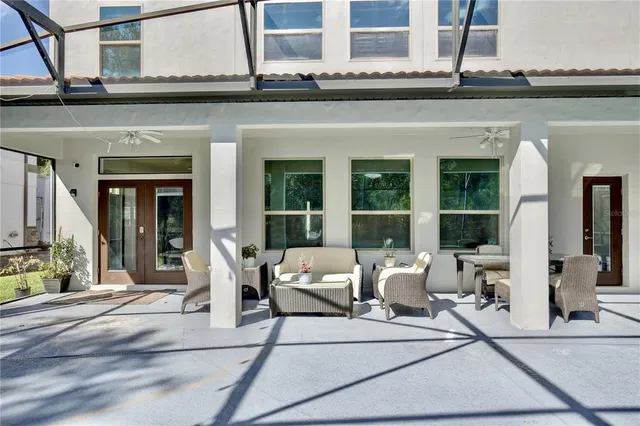 an aerial view of multiple houses with outdoor space