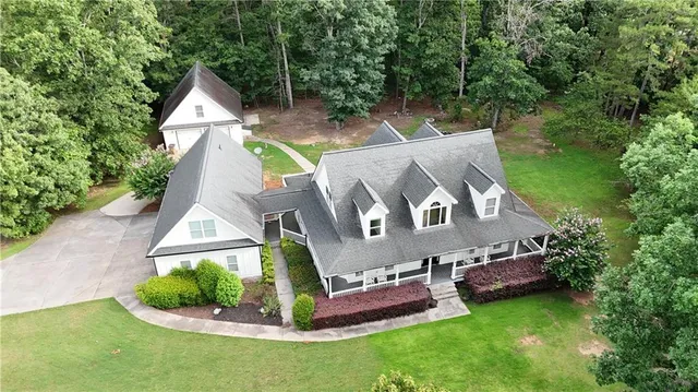 an aerial view of a house
