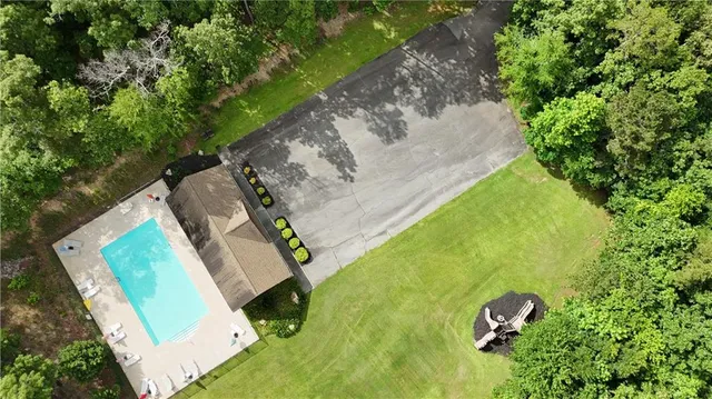 an aerial view of a house