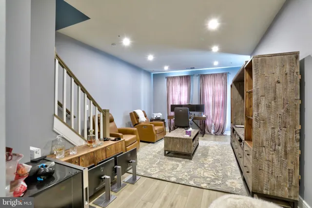 a living room with furniture