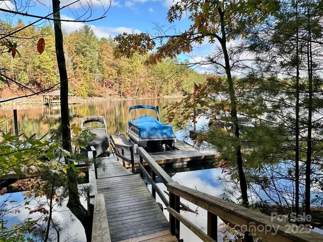 a view of a lake with a yard