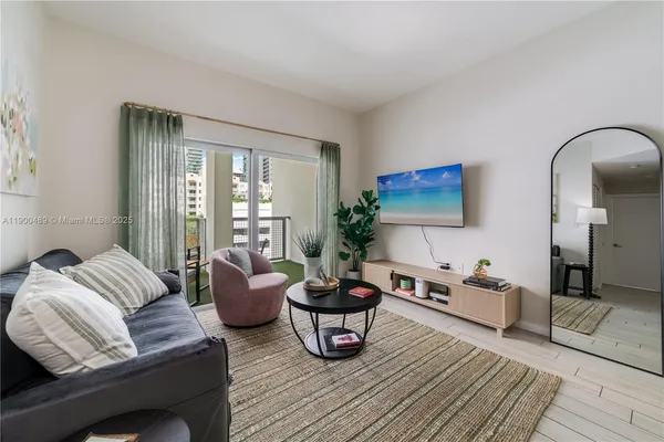 a living room with furniture