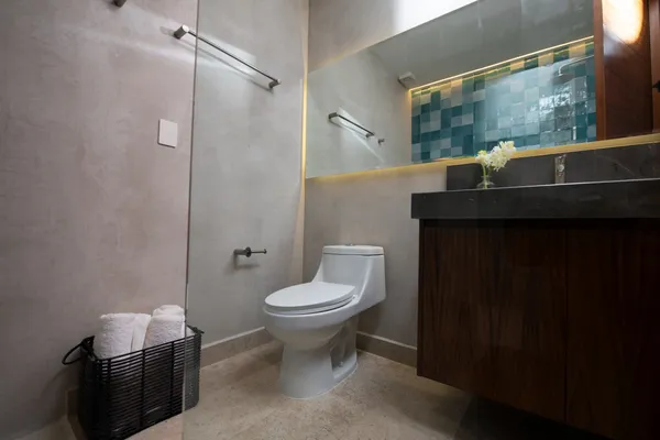 a bathroom with a sink and toilet