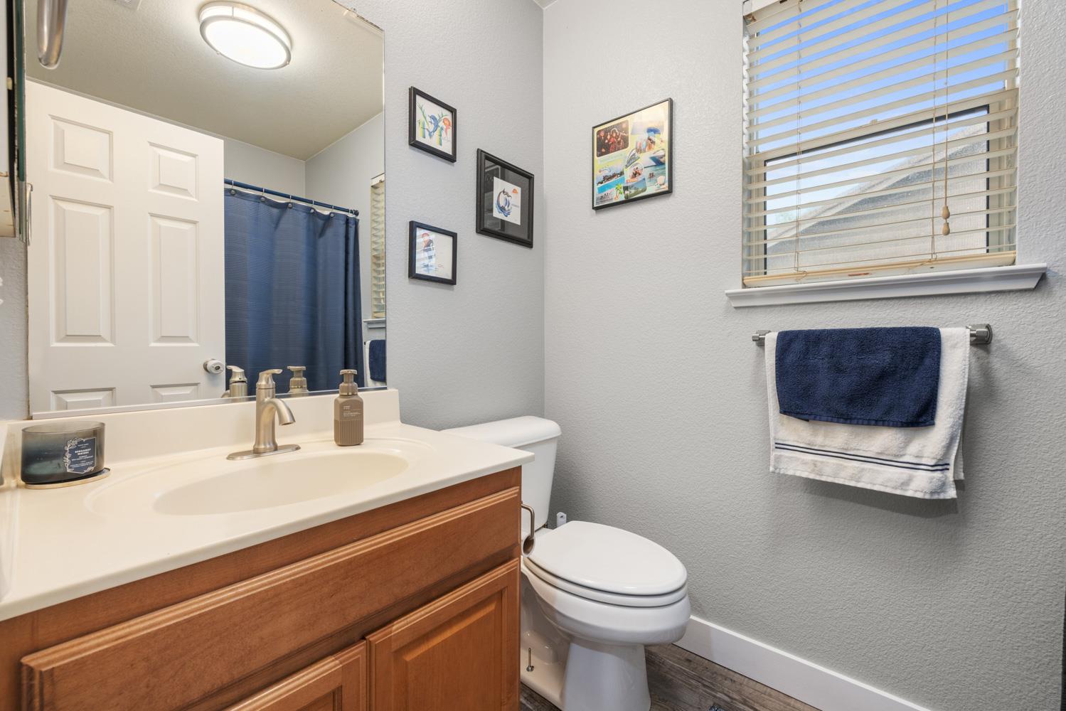 818 Travaille Way Ripon, CA 95366 - Photo 9 of 52 a bathroom with a toilet a sink and a mirror