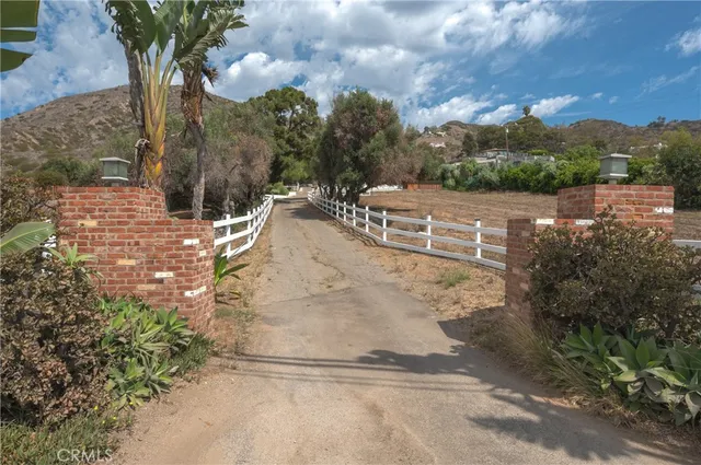 a view of a yard with plants and a bench
