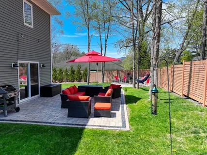 a view of outdoor space yard deck patio and outdoor kitchen