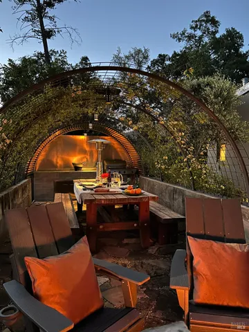 an aerial view of a house having outdoor space