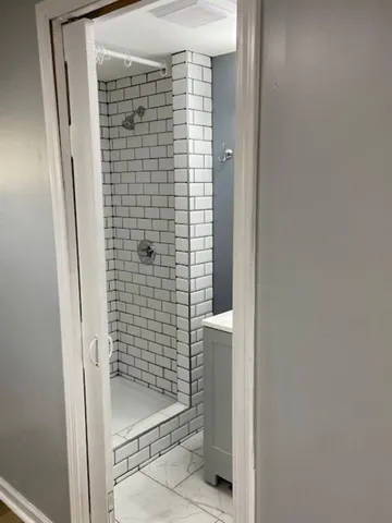 a bathroom with a shower