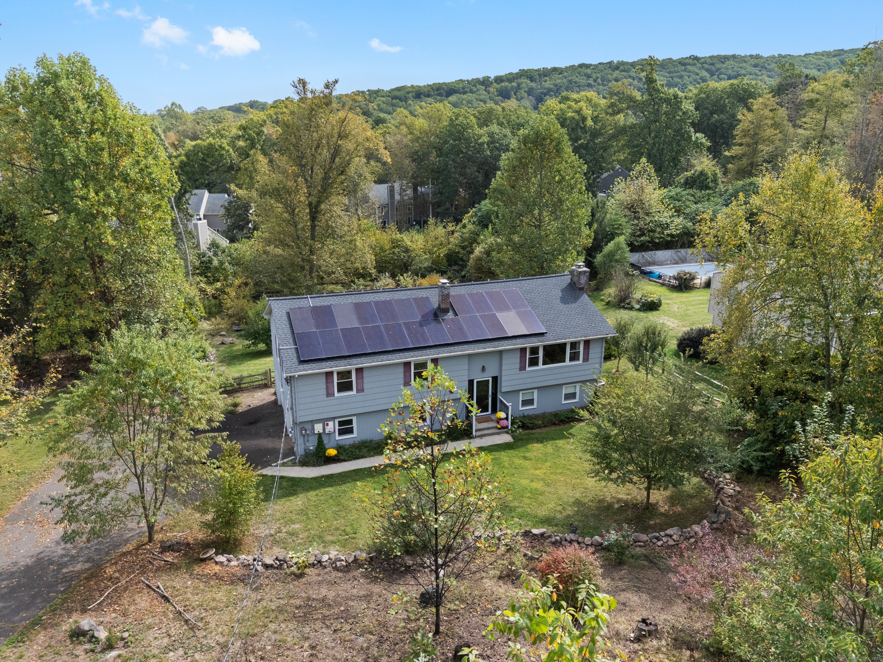 an aerial view of a house