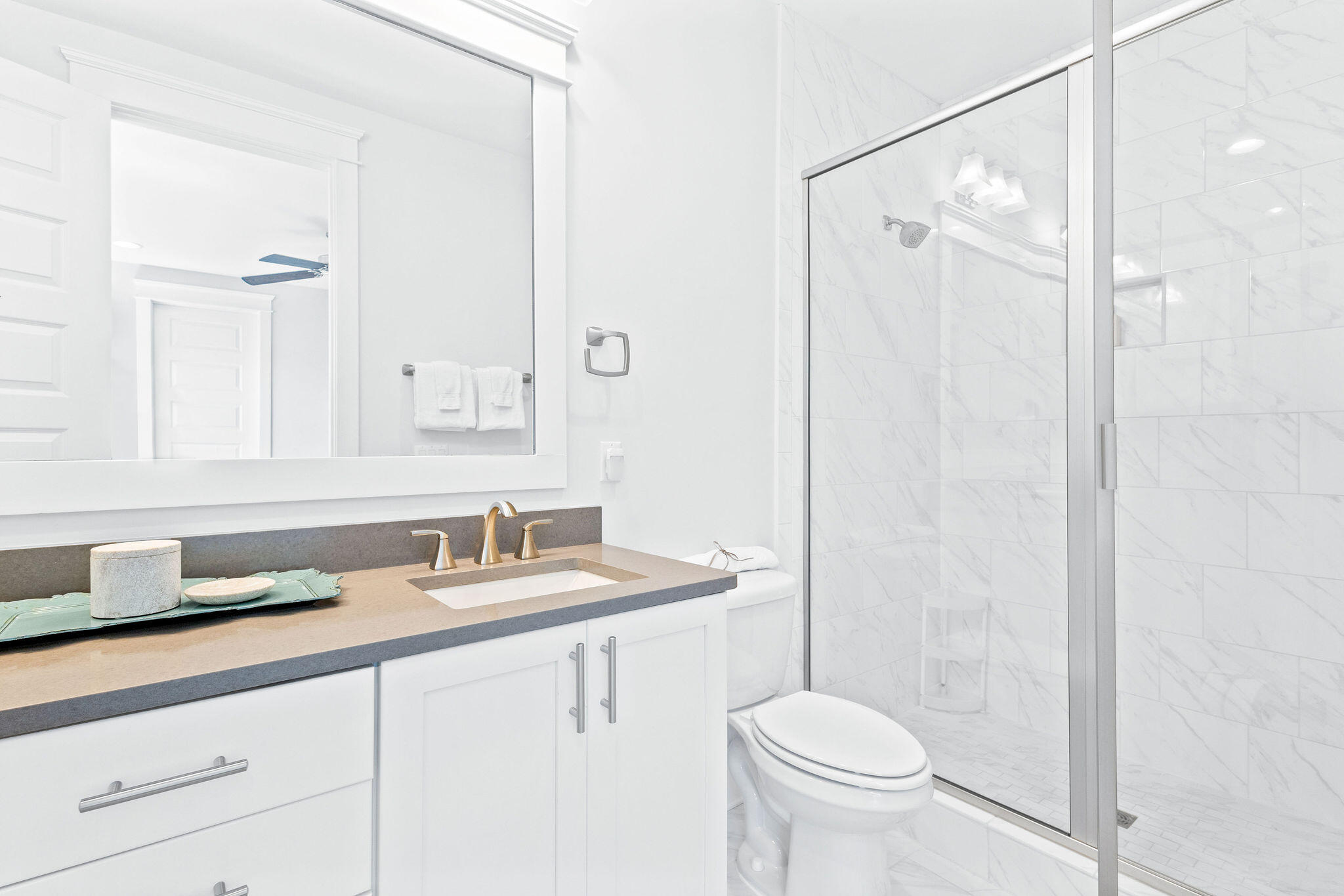 26 Federal Street Inlet Beach, FL 32461 - Photo 54 of 67 a bathroom with a granite countertop sink toilet and shower