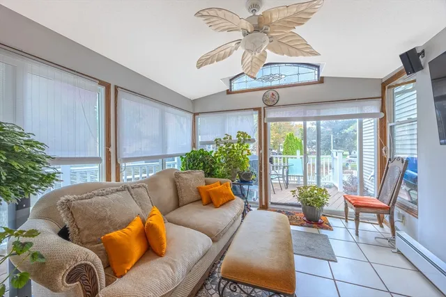a outdoor living space with furniture and a potted plant