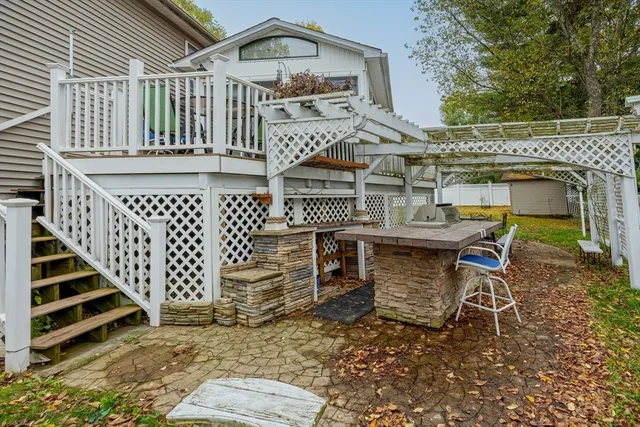 a view of a chairs with a deck