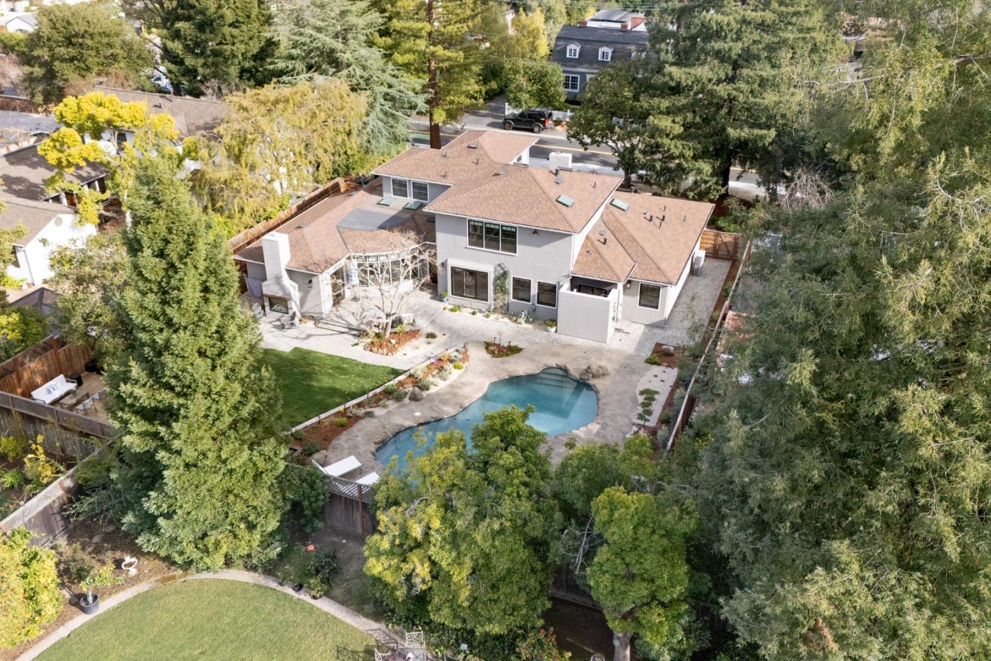 an aerial view of a house