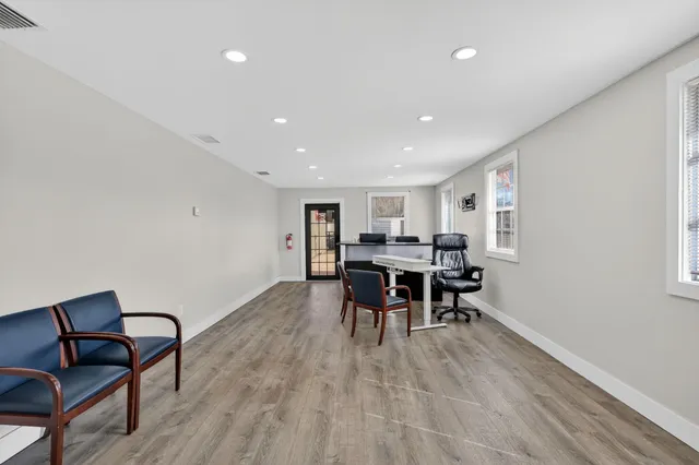 a bathroom with a shower and a toilet