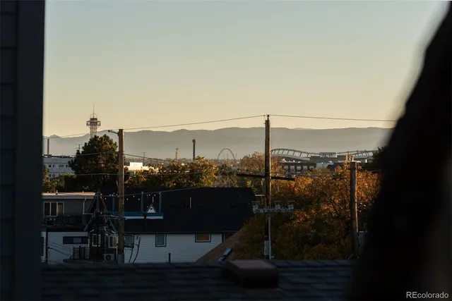 a city view with tall buildings