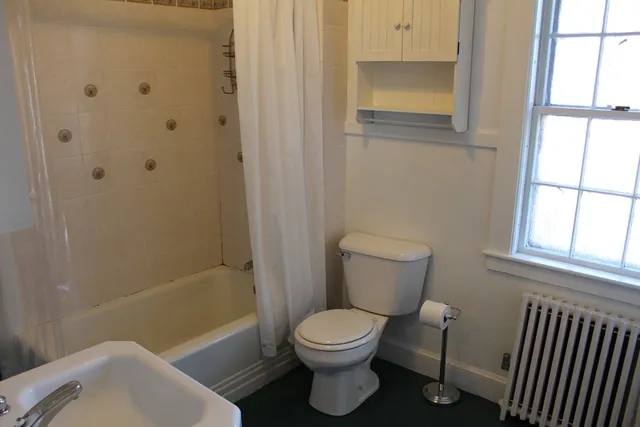 a bathroom with a toilet a sink and a bath tub