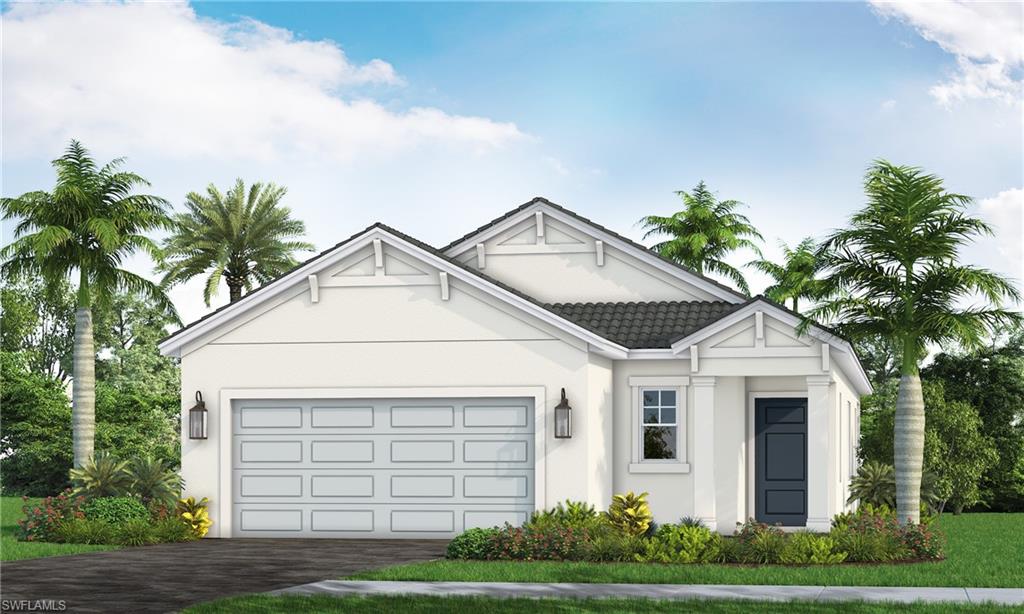 a view of white house with a yard and plants