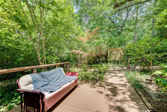 a view of sitting area in backyard