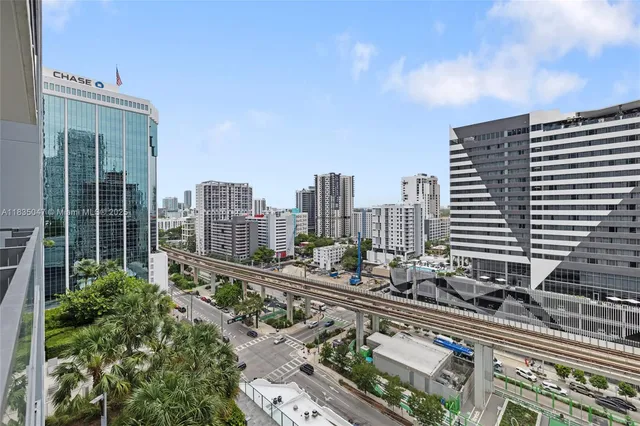 a city view with tall buildings